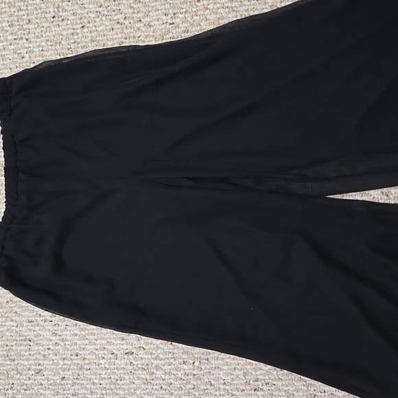 Chic Black Wide-Leg Pants With Sheer Outer Layer - Picture 2 of 15